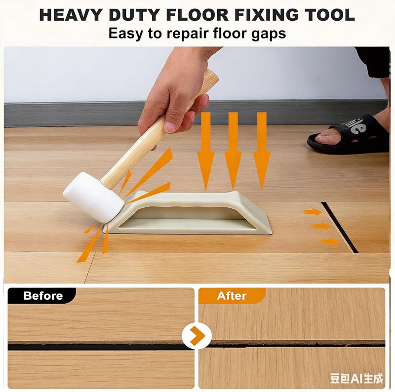 parknshop Floor Gap Fixer Tool – Nylon Plank Grabber with Mallet & Washable Pads, Quick Flooring Tools for Laminate, Vinyl & Hardwood Repair at Home - Image 2